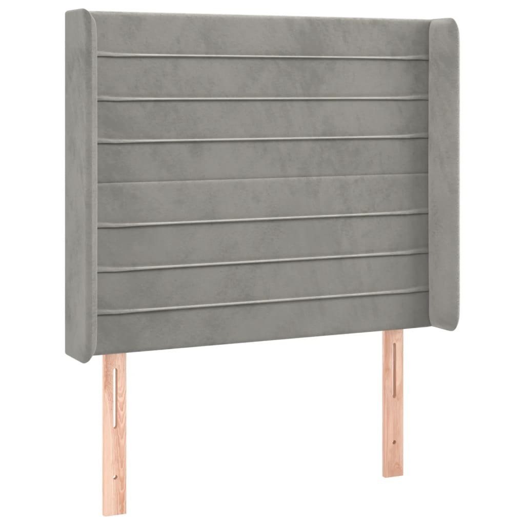 Zagłówek do łóżka z LED, jasnoszary, 93x16x118/128 cm, aksamit Lumarko!