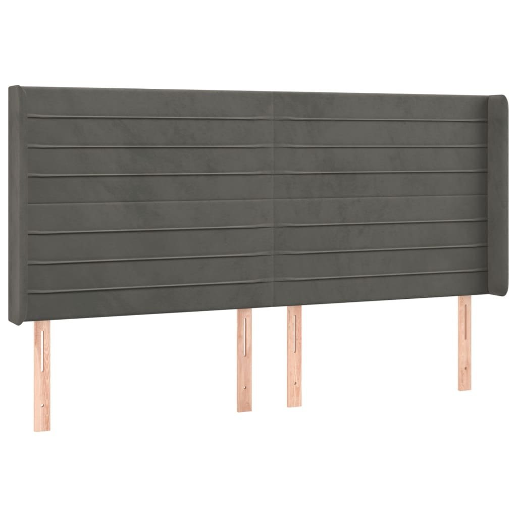 Zagłówek do łóżka z LED, ciemnoszary, 203x16x118/128cm, aksamit Lumarko!