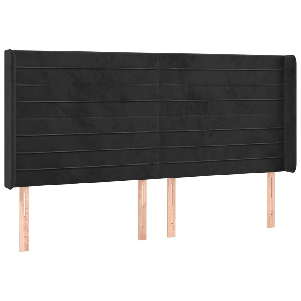 Zagłówek do łóżka z LED, czarny, 203x16x118/128 cm, aksamit Lumarko!