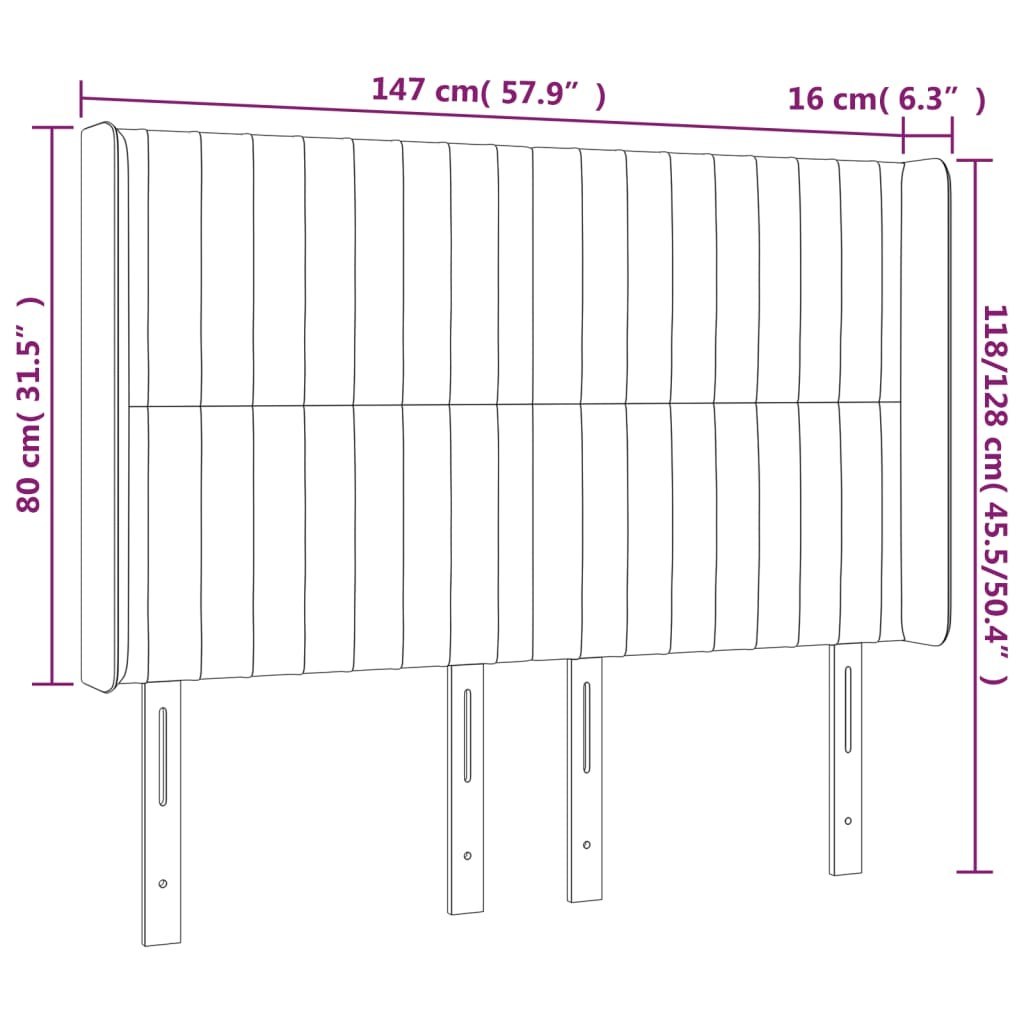 Zagłówek do łóżka z LED, niebieski, 147x16x118/128 cm, tkanina Lumarko!