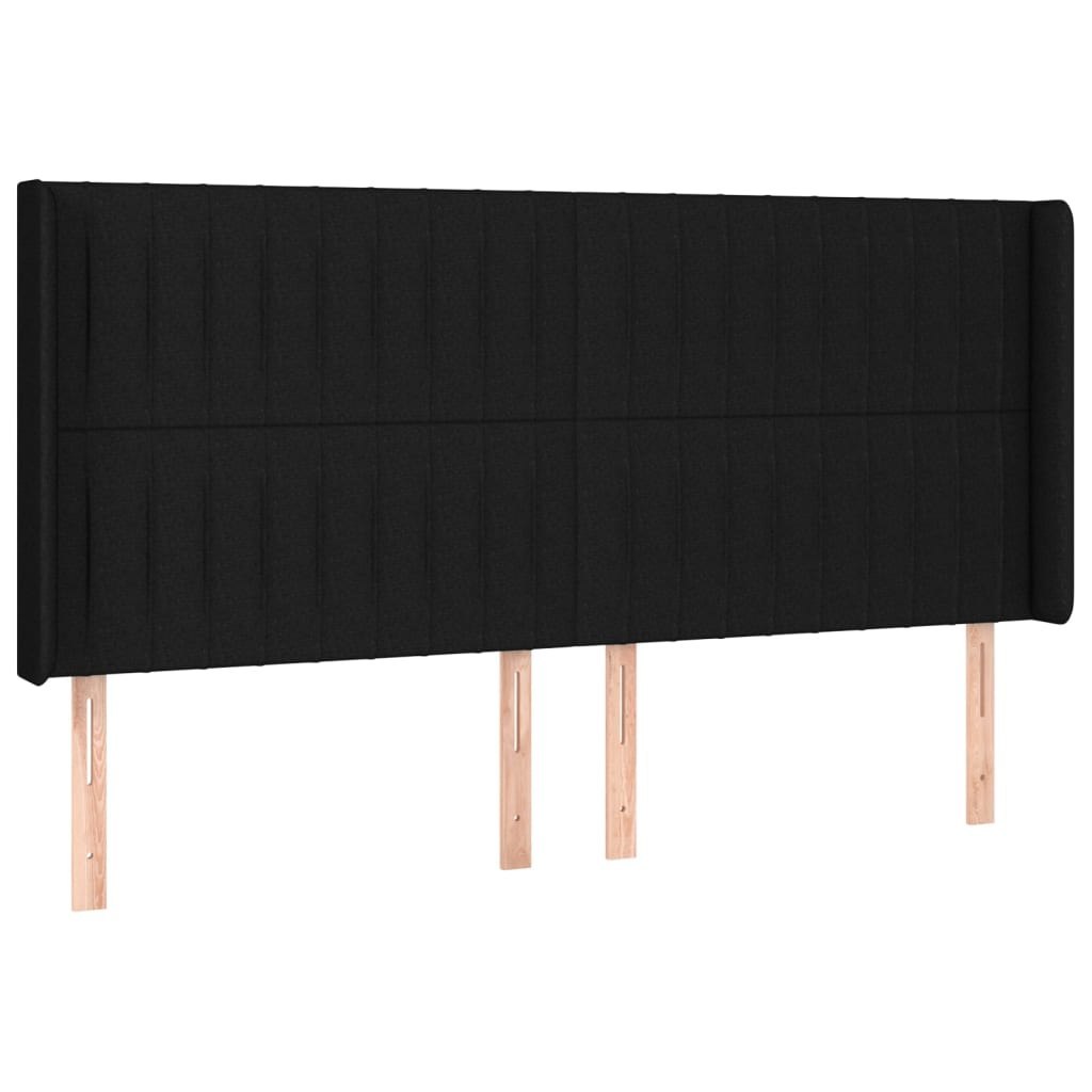 Zagłówek do łóżka z LED, czarny, 163x16x118/128 cm, tkanina Lumarko!