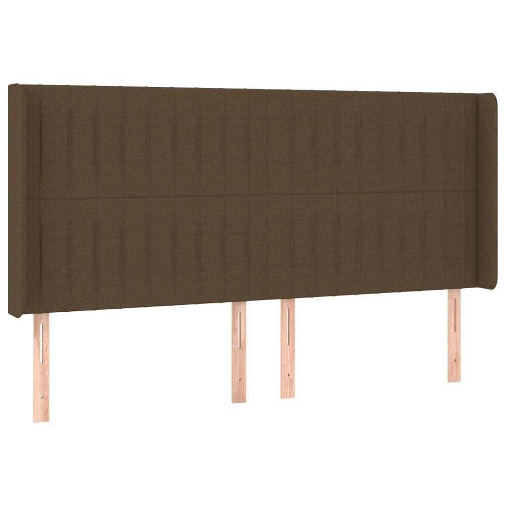 Zagłówek do łóżka z LED ciemnobrązowy 183x16x118/128 cm tkanina Lumarko!