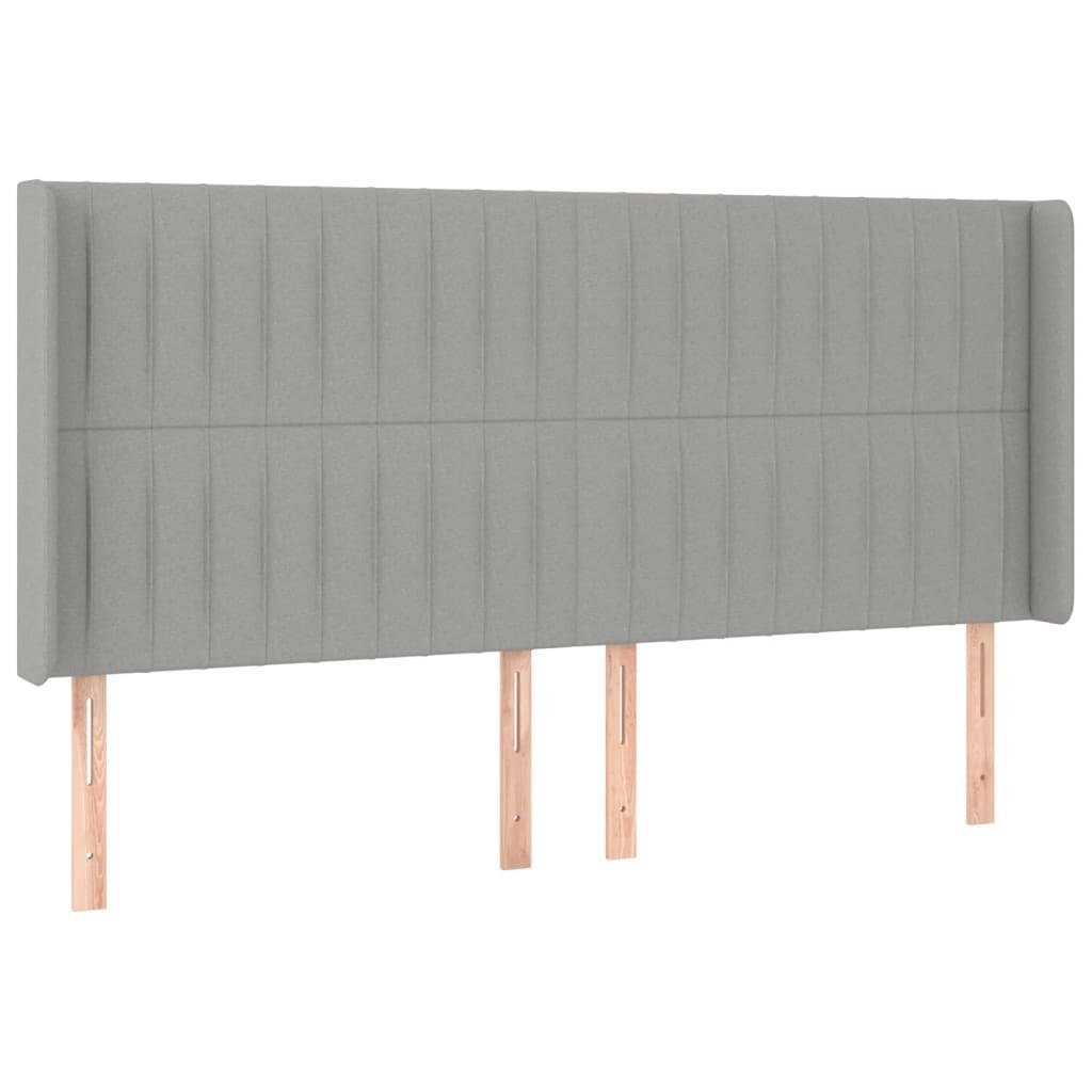 Zagłówek do łóżka z LED, jasnoszary, 203x16x118/128 cm, tkanina Lumarko!