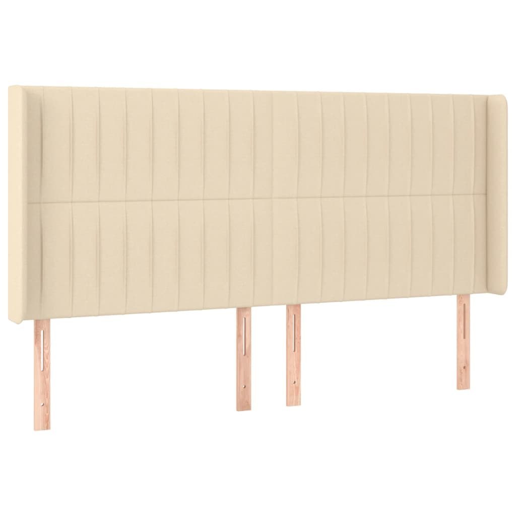 Zagłówek do łóżka z LED, kremowy, 203x16x118/128 cm, tkanina Lumarko!