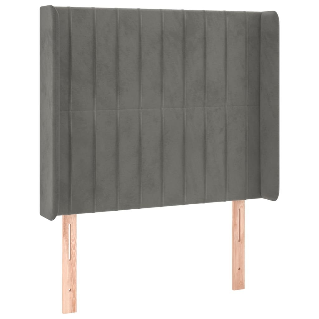 Zagłówek do łóżka z LED, jasnoszary, 83x16x118/128 cm, aksamit Lumarko!