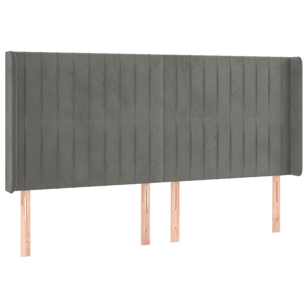 Zagłówek do łóżka z LED, jasnoszary, 163x16x118/128 cm, aksamit Lumarko!