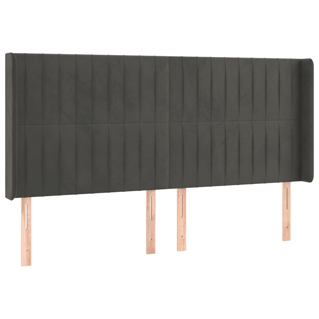 Zagłówek do łóżka z LED, ciemnoszary, 183x16x118/128cm, aksamit Lumarko!