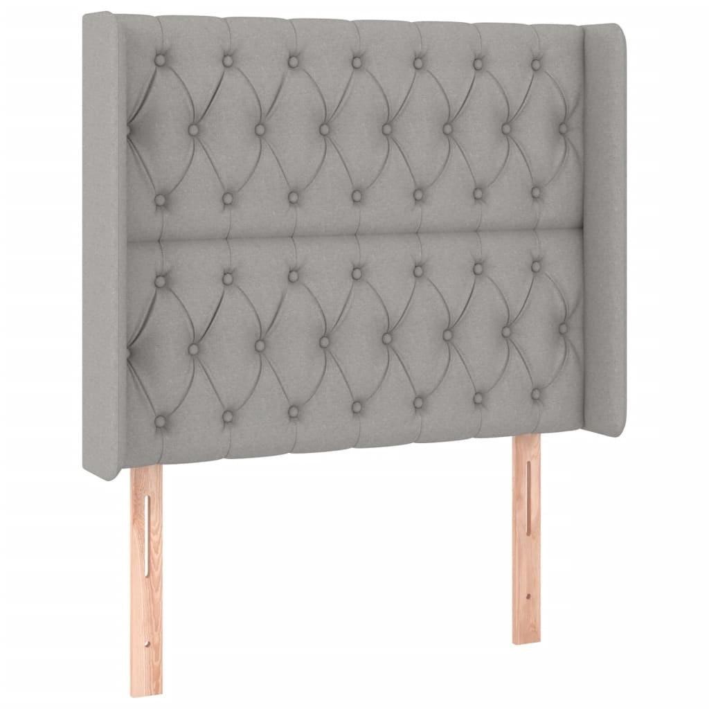 Zagłówek do łóżka z LED, jasnoszary, 93x16x118/128 cm, tkanina Lumarko!