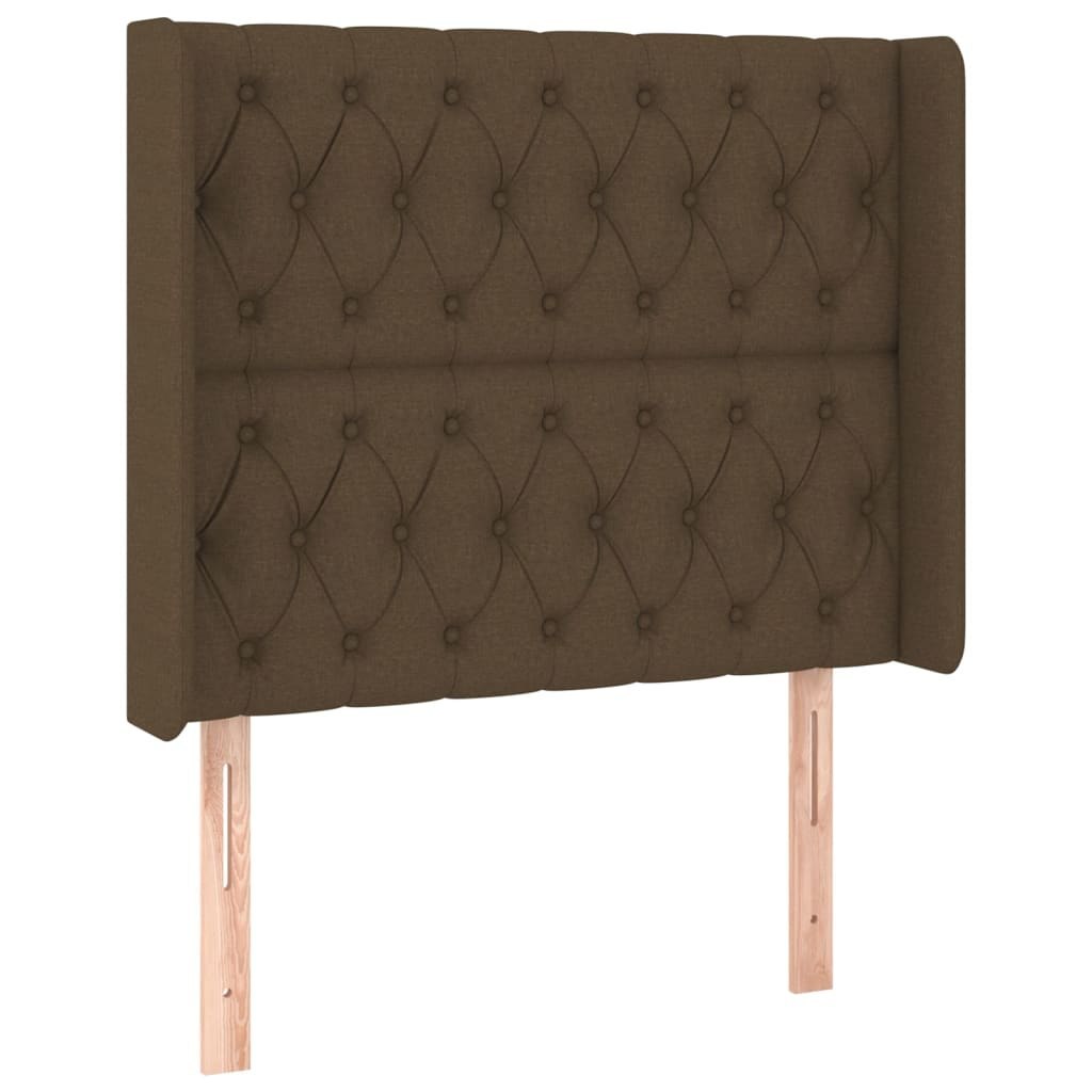 Zagłówek do łóżka z LED ciemnobrązowy 103x16x118/128 cm tkanina Lumarko!