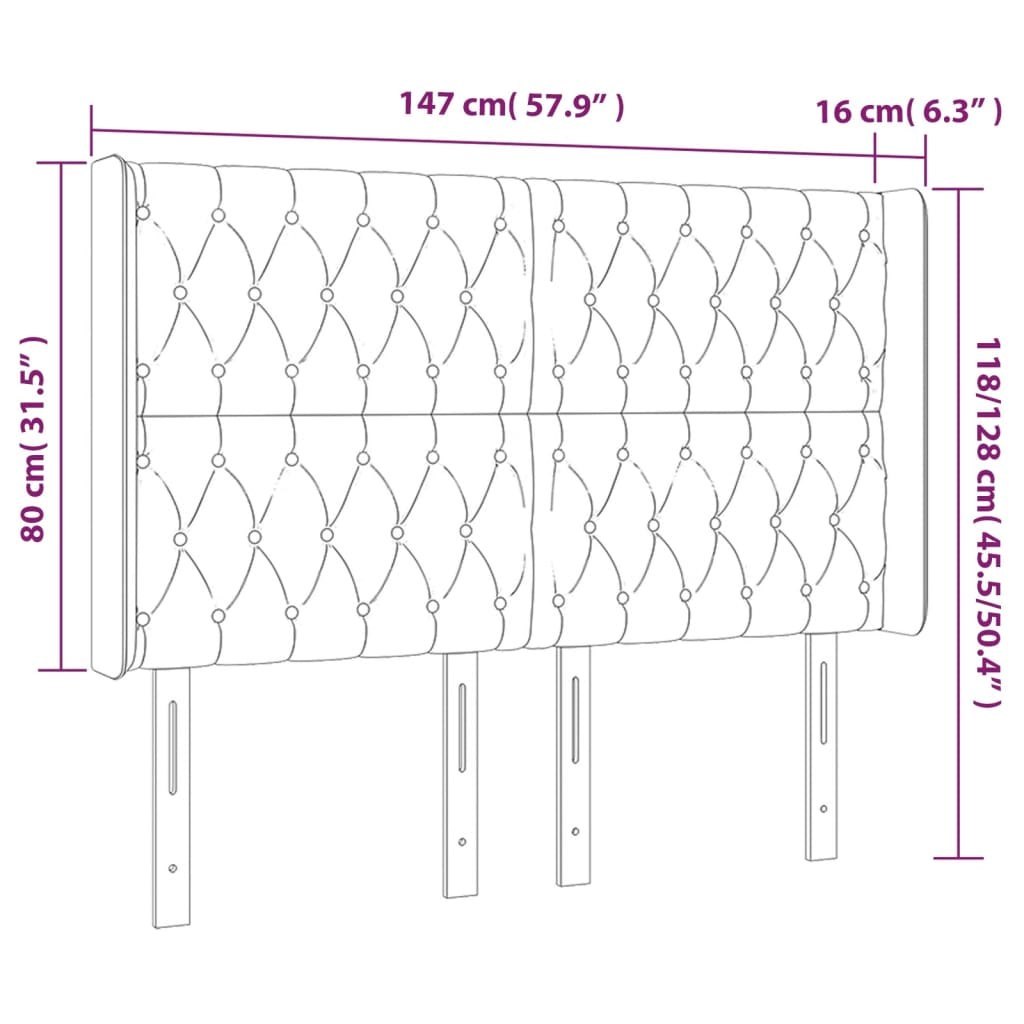 Zagłówek do łóżka z LED ciemnobrązowy 147x16x118/128 cm tkanina Lumarko!