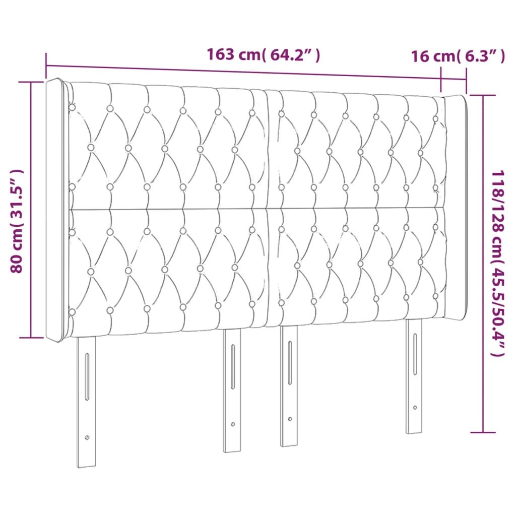 Zagłówek do łóżka z LED, ciemnoszary, 163x16x118/128cm, tkanina Lumarko!