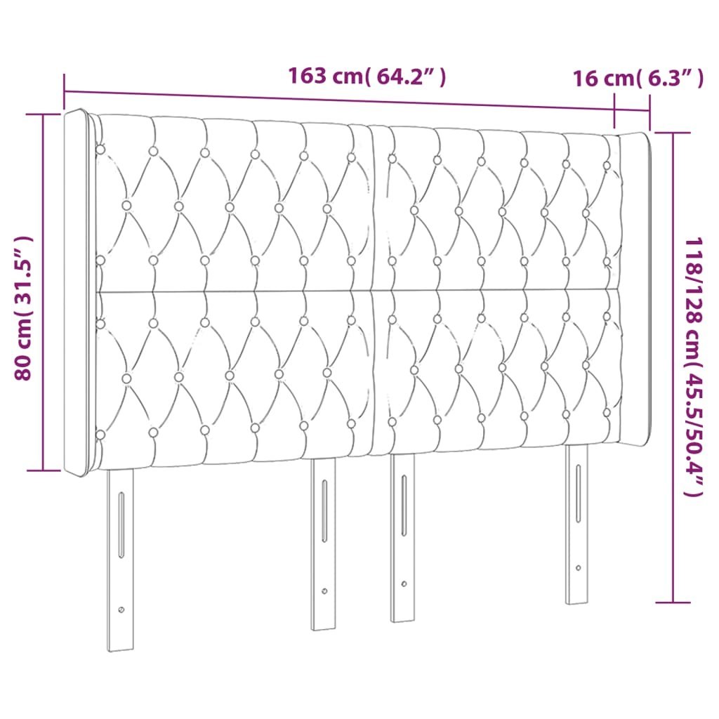 Zagłówek do łóżka z LED, kremowy, 163x16x118/128 cm, tkanina Lumarko!