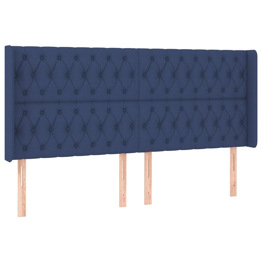 Zagłówek do łóżka z LED, niebieski, 183x16x118/128 cm, tkanina Lumarko!
