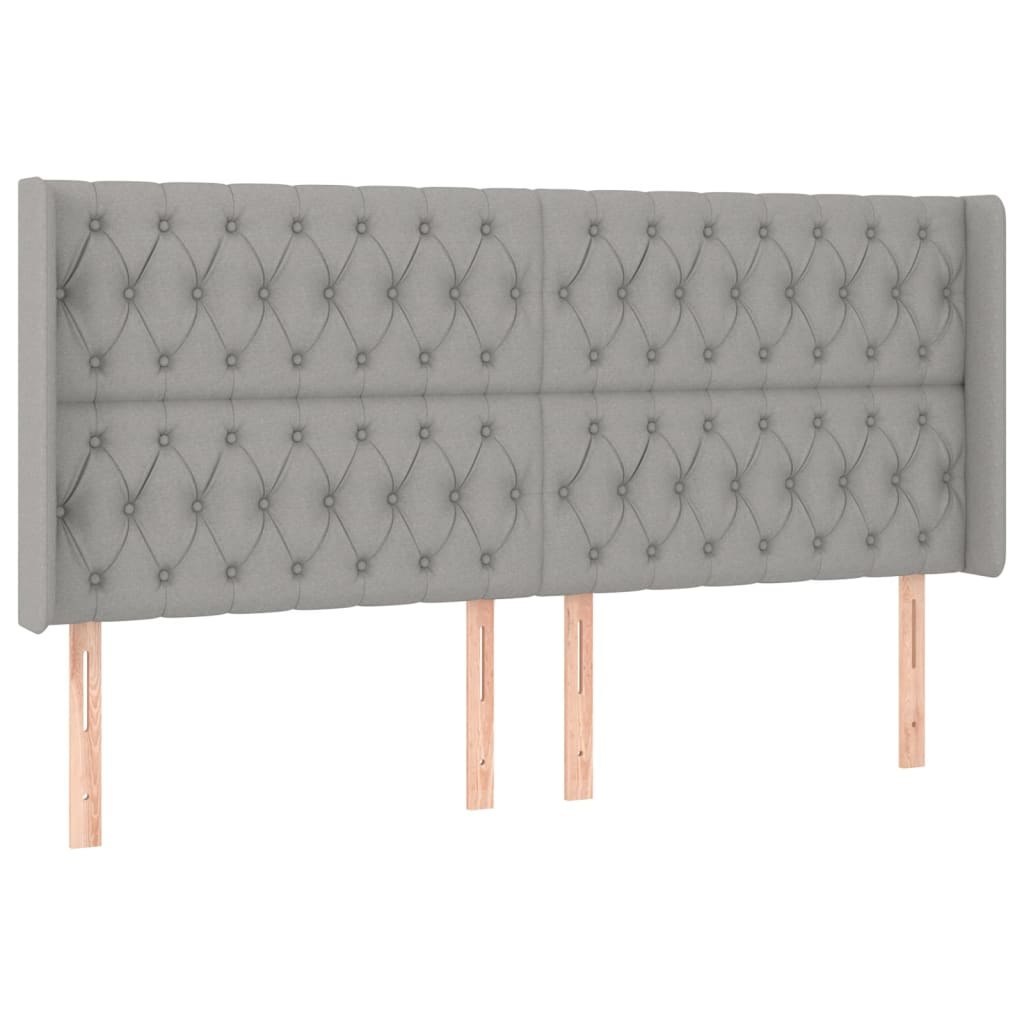 Zagłówek do łóżka z LED, jasnoszary, 203x16x118/128 cm, tkanina Lumarko!