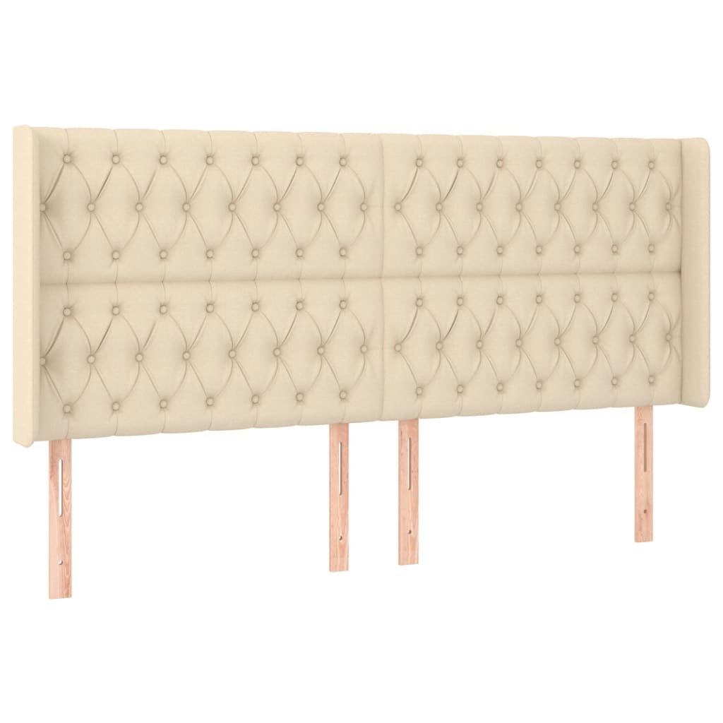 Zagłówek do łóżka z LED, kremowy, 203x16x118/128 cm, tkanina Lumarko!
