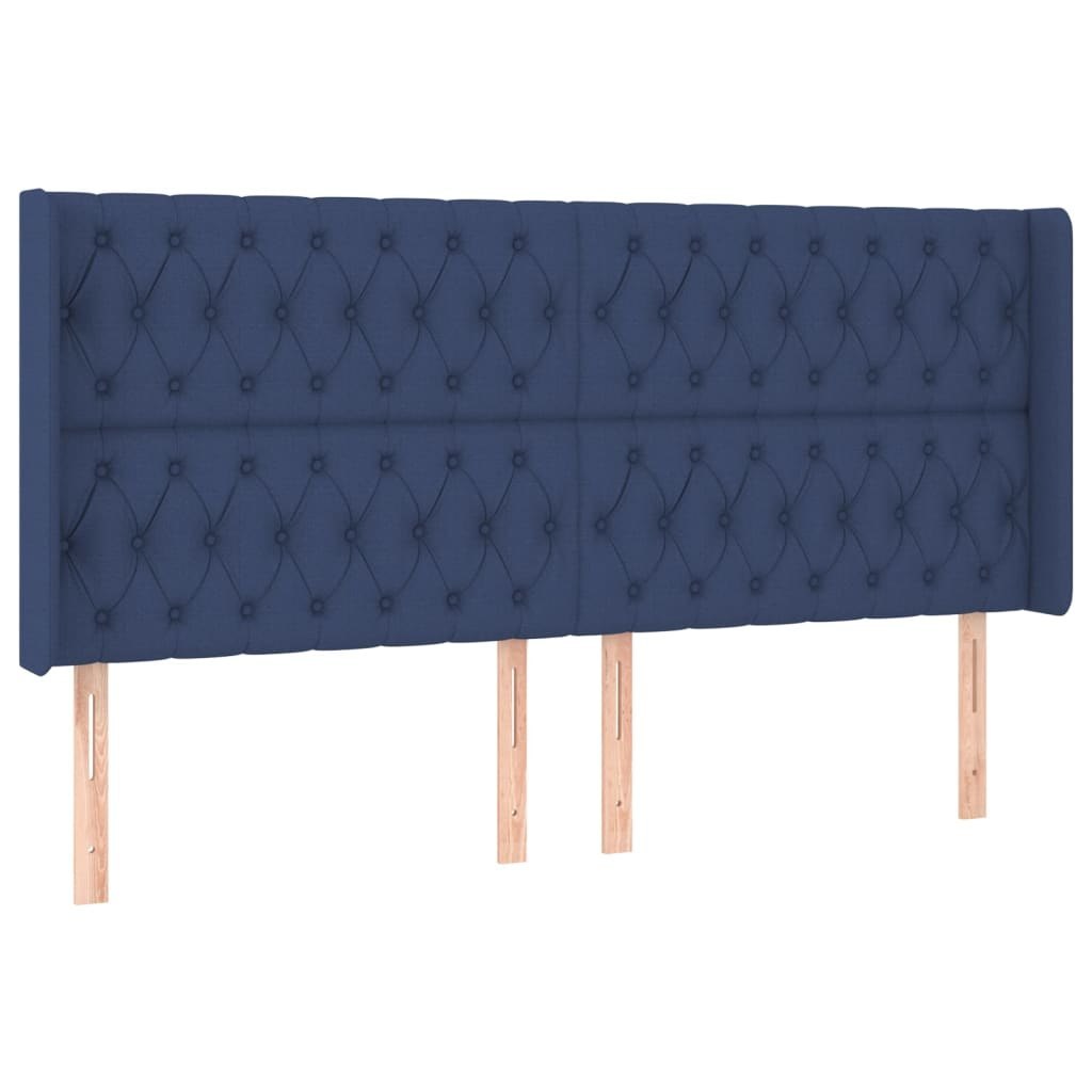 Zagłówek do łóżka z LED, niebieski, 203x16x118/128 cm, tkanina Lumarko!
