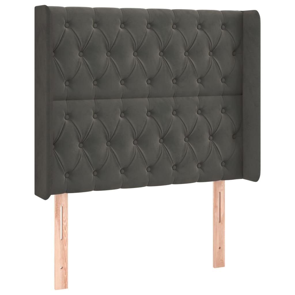 Zagłówek do łóżka z LED, ciemnoszary, 93x16x118/128 cm, aksamit Lumarko!