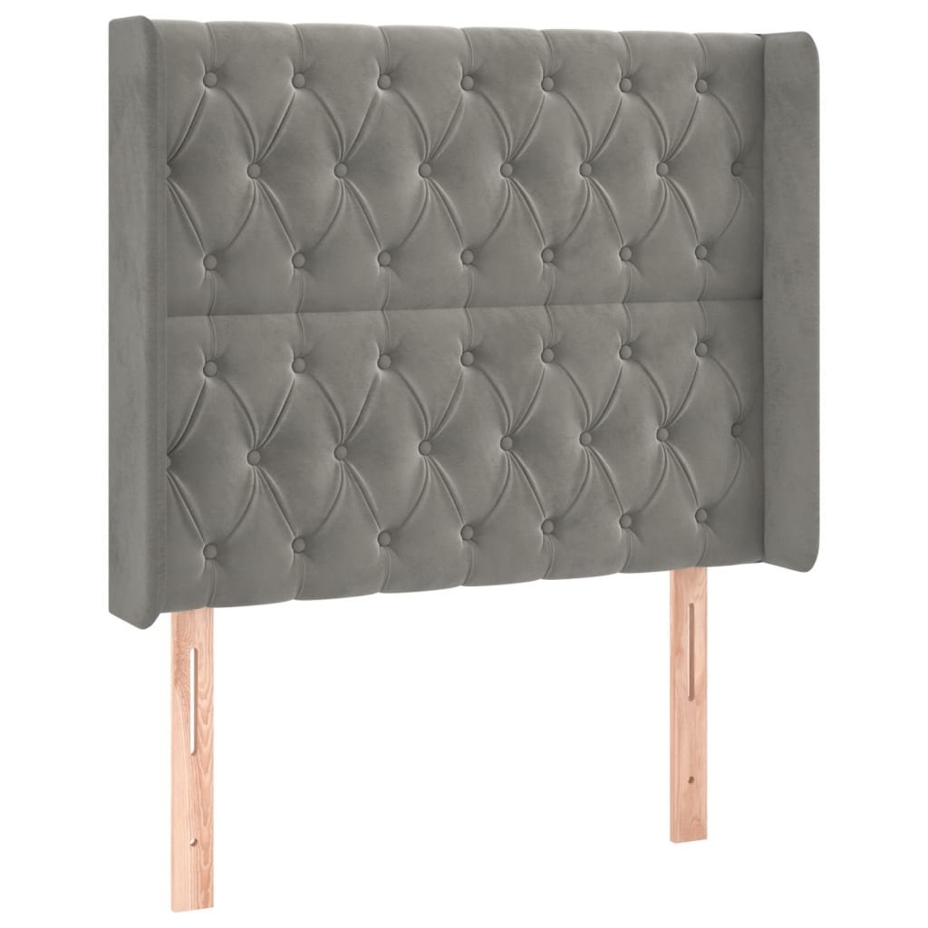 Zagłówek do łóżka z LED, jasnoszary, 103x16x118/128 cm, aksamit Lumarko!