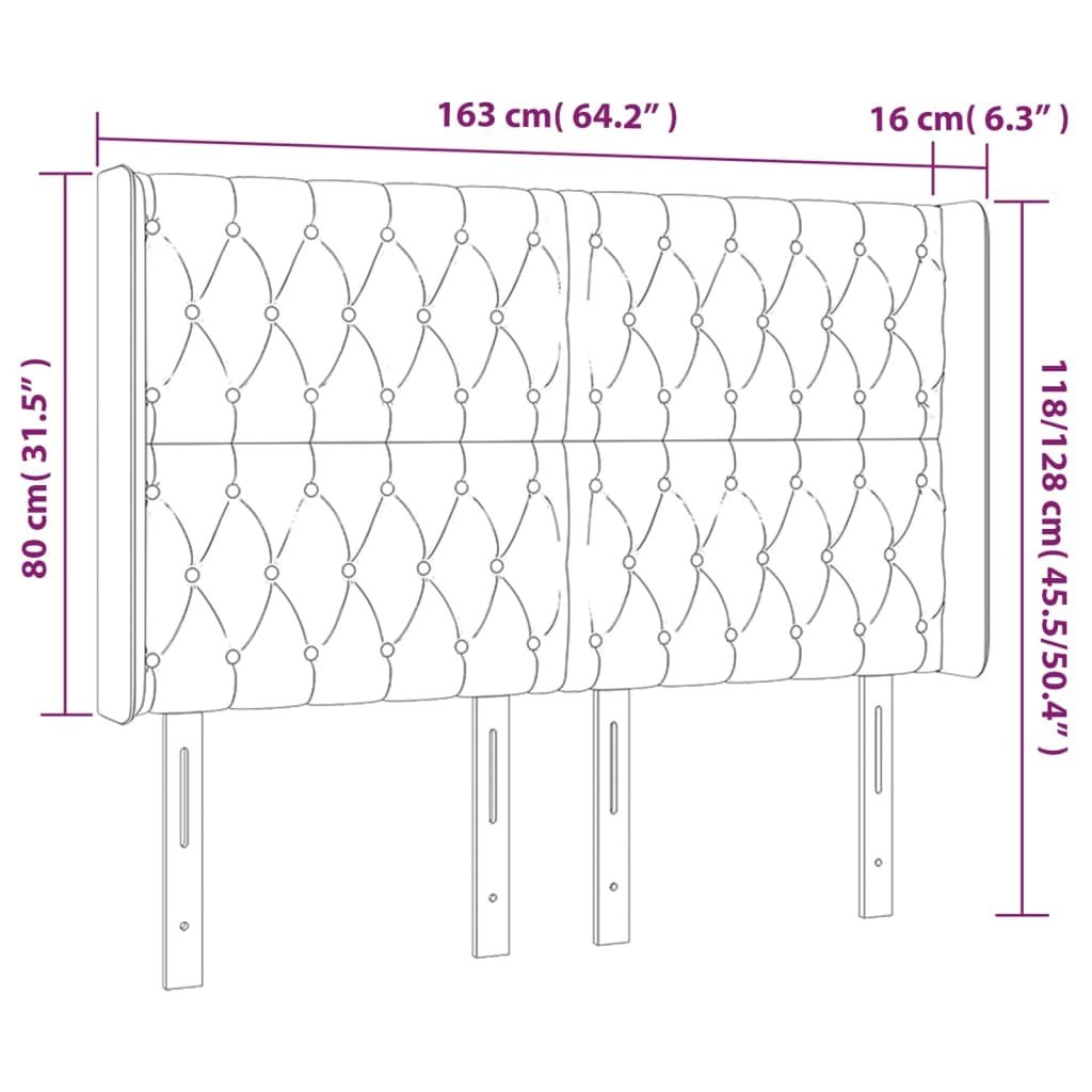 Zagłówek do łóżka z LED, ciemnoszary, 163x16x118/128cm, aksamit Lumarko!