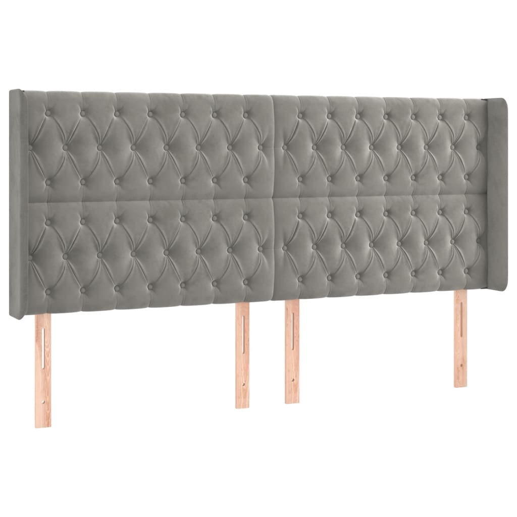 Zagłówek do łóżka z LED, jasnoszary, 183x16x118/128 cm, aksamit Lumarko!