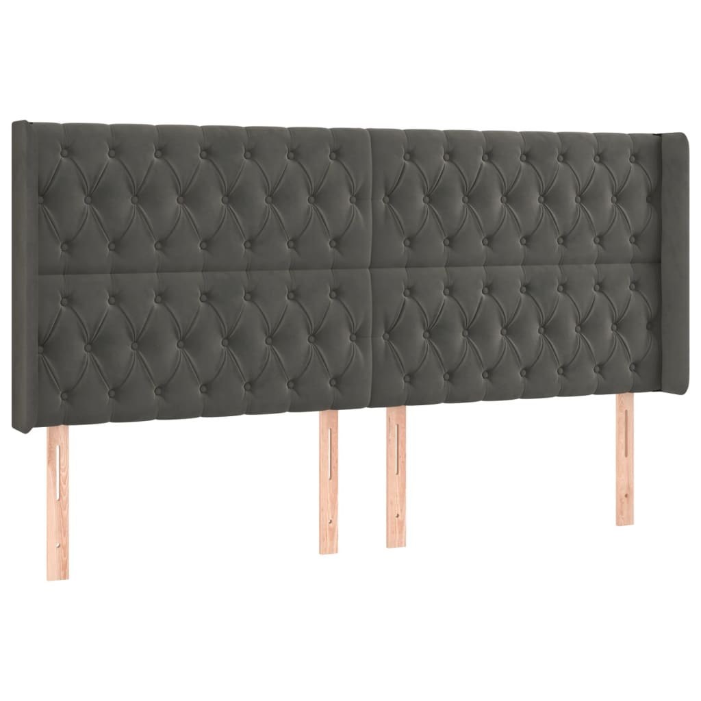 Zagłówek do łóżka z LED, ciemnoszary, 203x16x118/128cm, aksamit Lumarko!