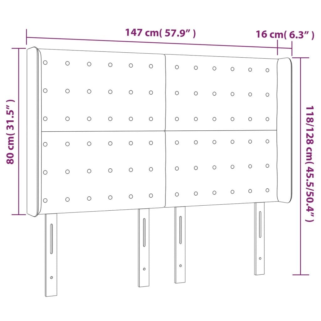 Zagłówek do łóżka z LED, taupe, 147x16x118/128 cm, tkanina Lumarko!