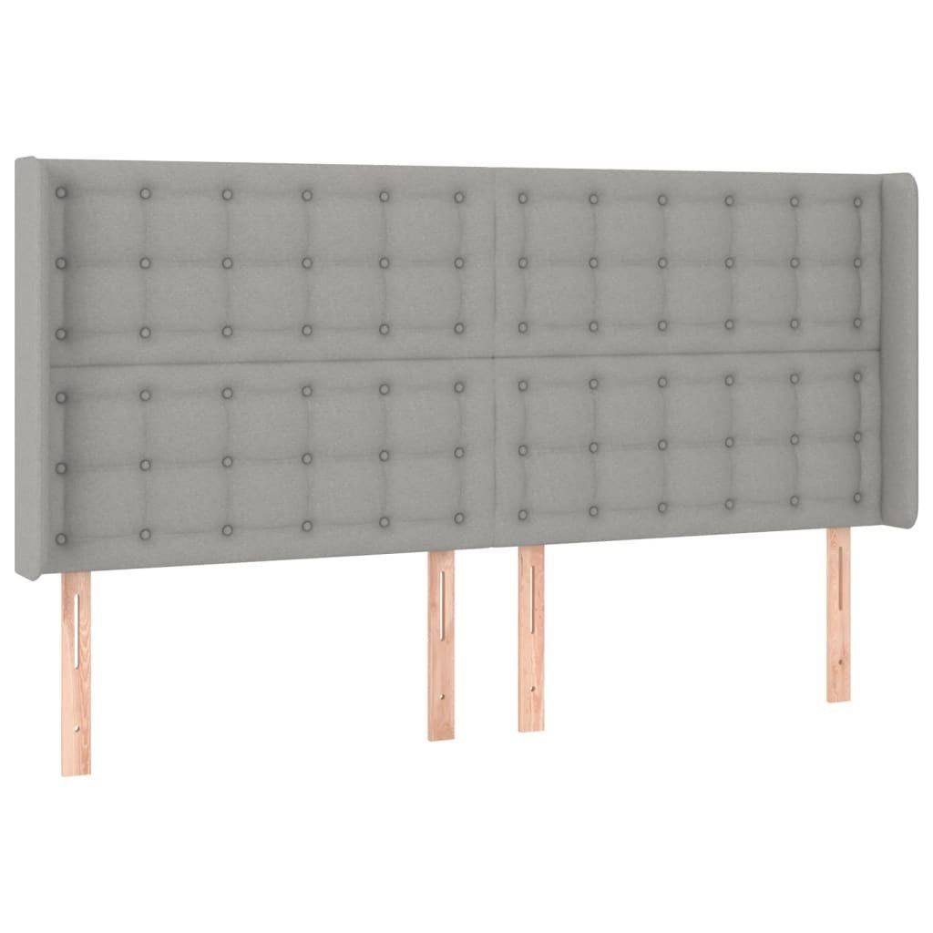 Zagłówek do łóżka z LED, jasnoszary, 163x16x118/128 cm, tkanina Lumarko!