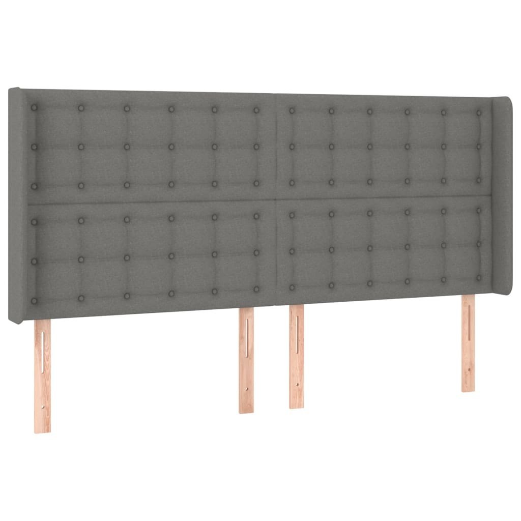 Zagłówek do łóżka z LED, ciemnoszary, 163x16x118/128cm, tkanina Lumarko!