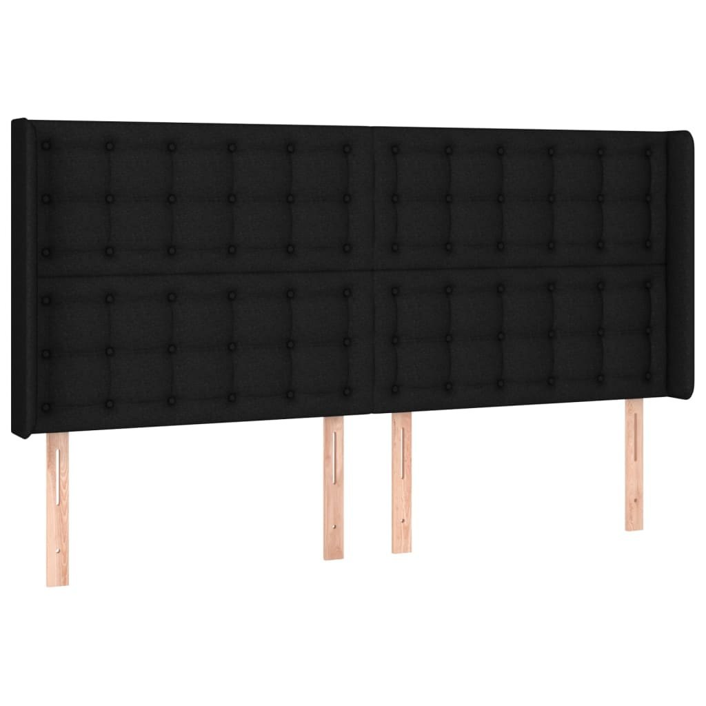 Zagłówek do łóżka z LED, czarny, 203x16x118/128 cm, tkanina Lumarko!