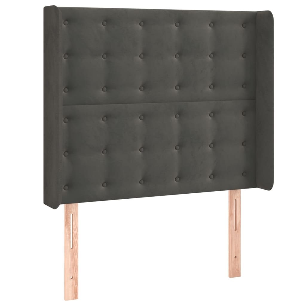 Zagłówek do łóżka z LED, ciemnoszary, 93x16x118/128 cm, aksamit Lumarko!