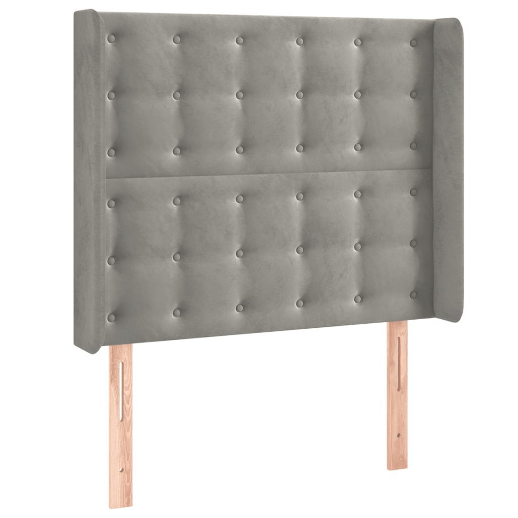 Zagłówek do łóżka z LED, jasnoszary, 103x16x118/128 cm, aksamit Lumarko!