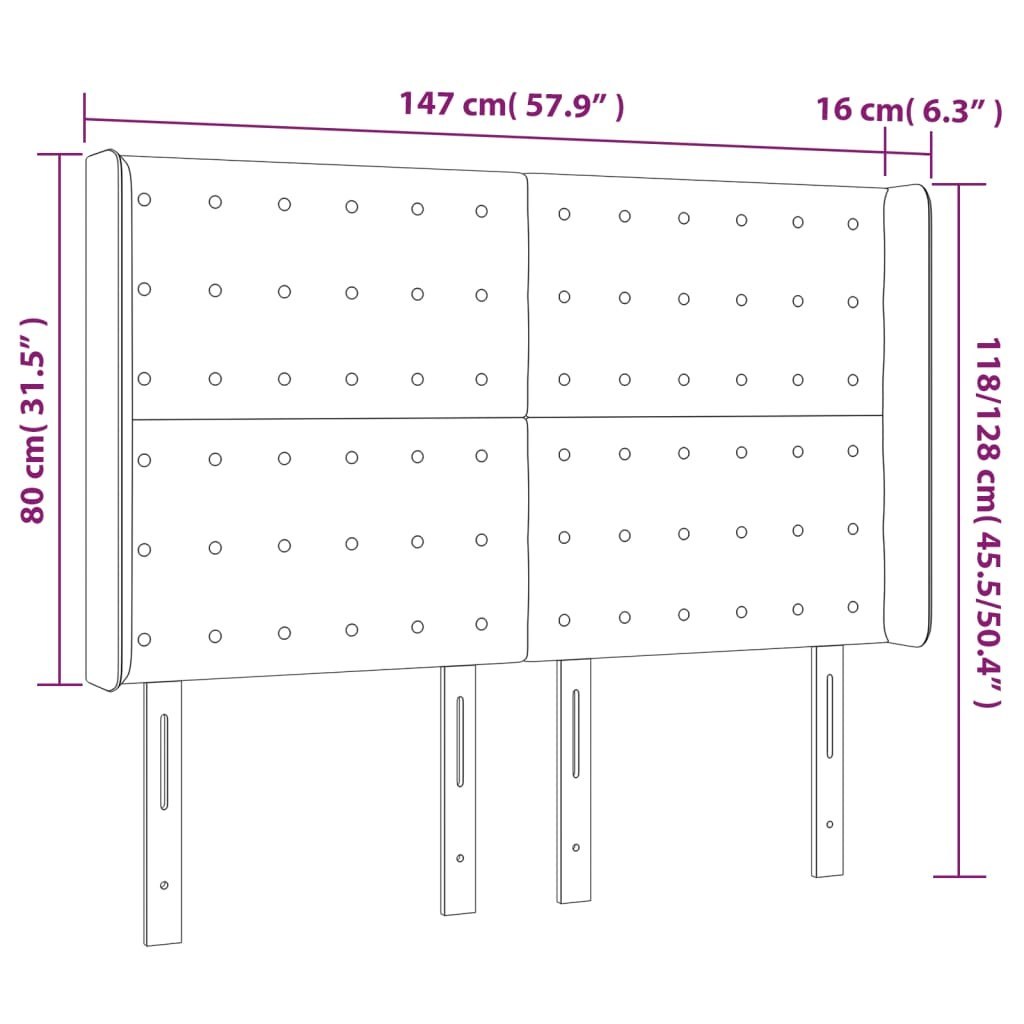 Zagłówek do łóżka z LED, ciemnoszary, 147x16x118/128cm, aksamit Lumarko!
