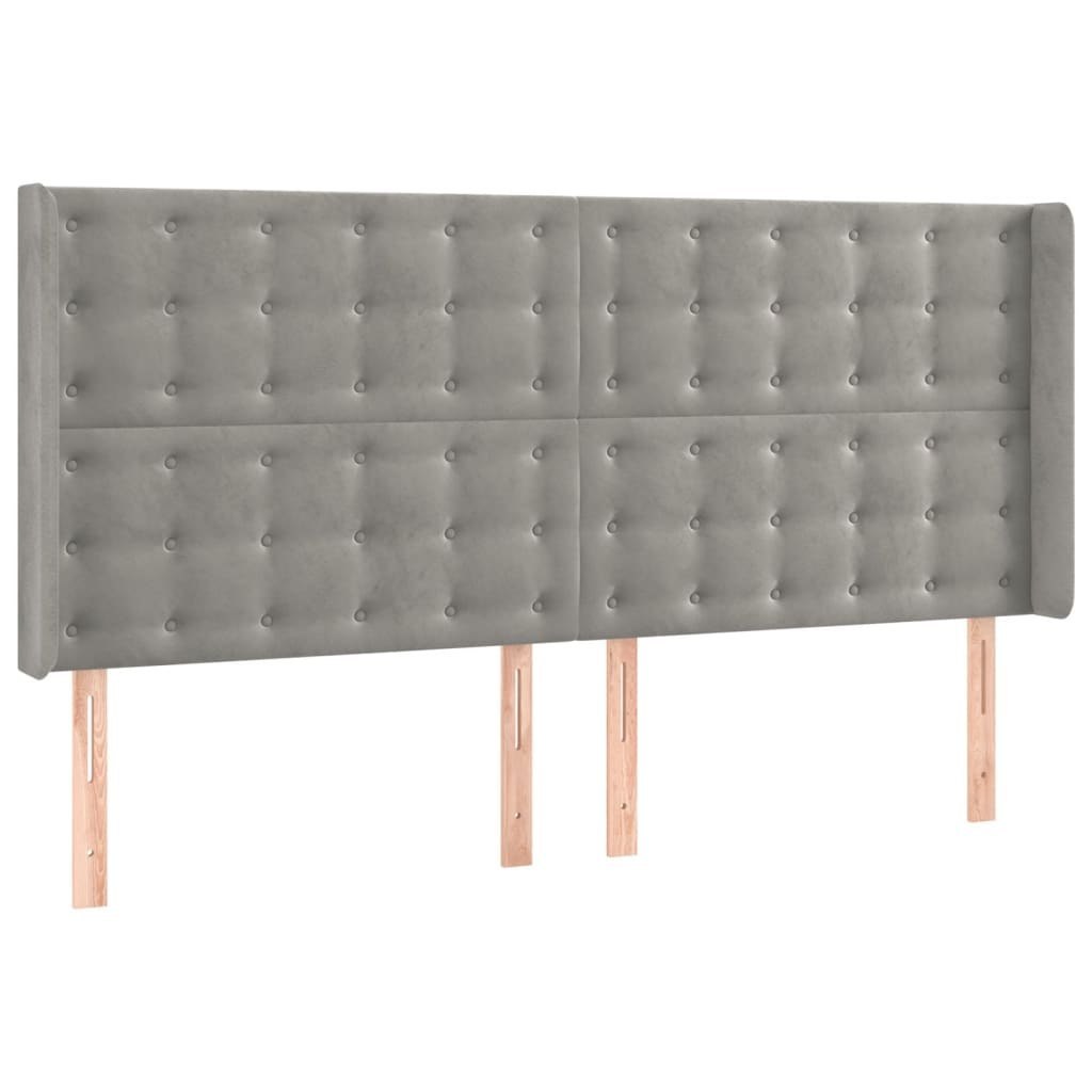 Zagłówek do łóżka z LED, jasnoszary, 203x16x118/128 cm, aksamit Lumarko!