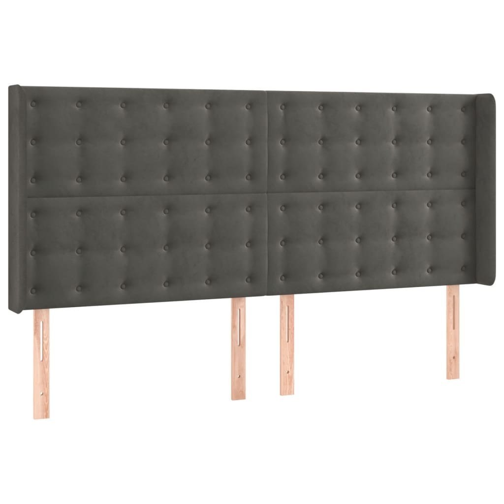 Zagłówek do łóżka z LED, ciemnoszary, 203x16x118/128cm, aksamit Lumarko!