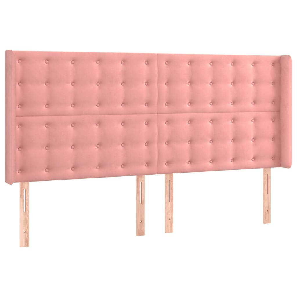 Zagłówek do łóżka z LED, różowy, 203x16x118/128 cm, aksamit Lumarko!