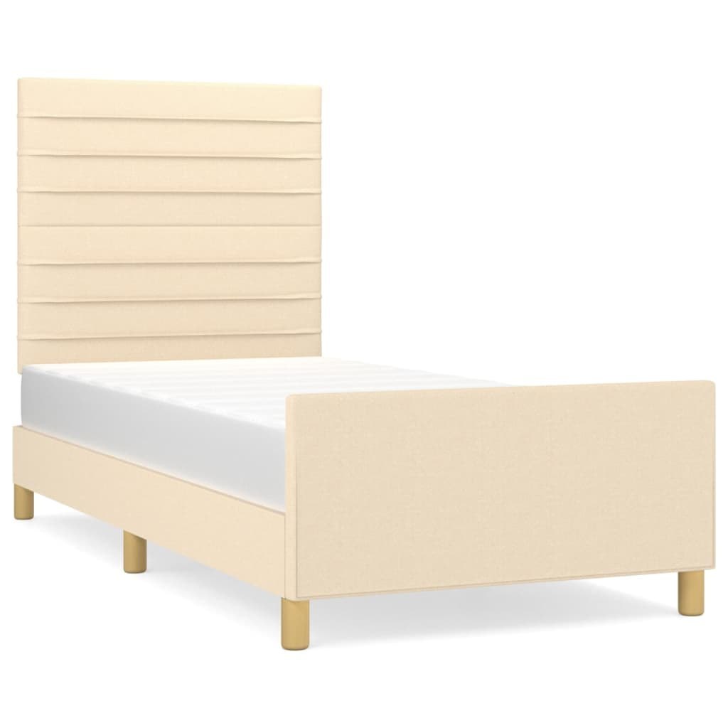 Rama łóżka bez materaca Kremowa 90x200 cm Tkanina Lumarko!