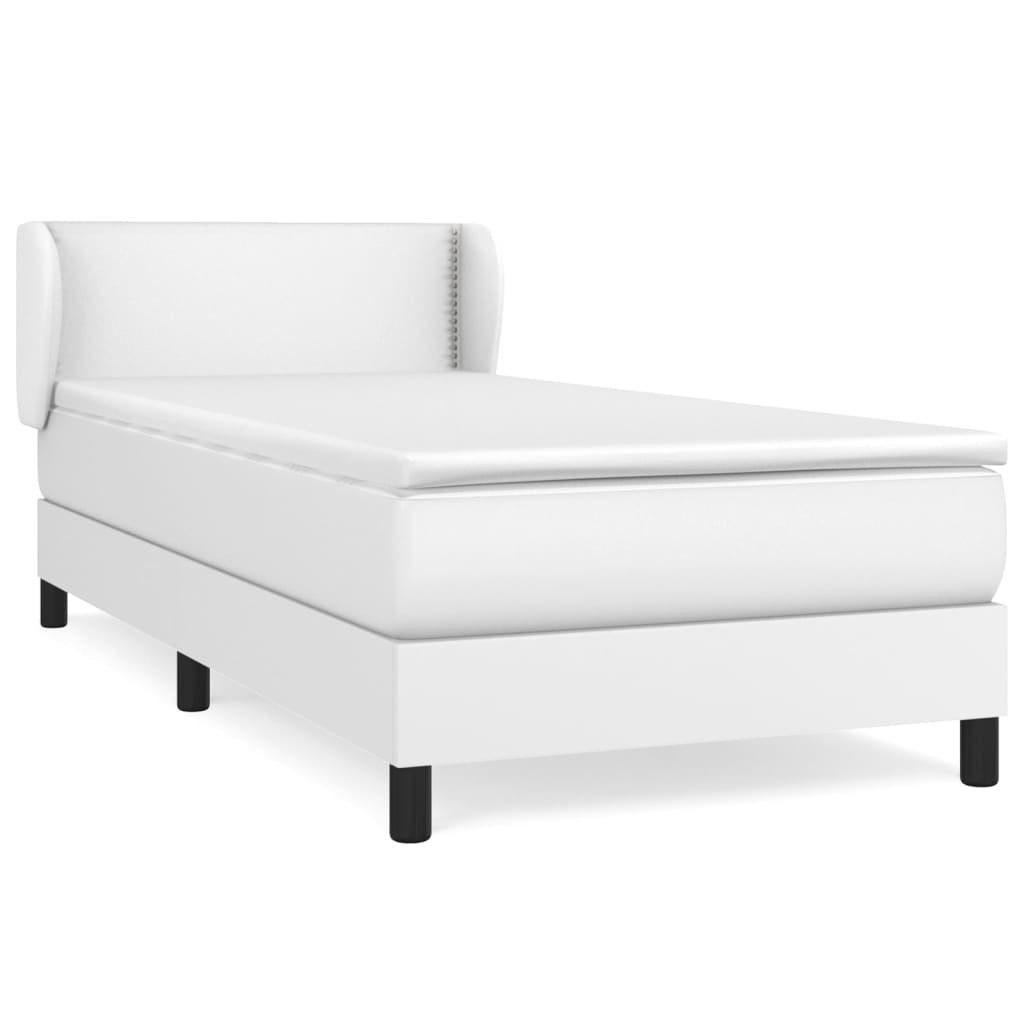 Łóżko kontynentalne z materacem, białe, ekoskóra 100x200 cm Lumarko!