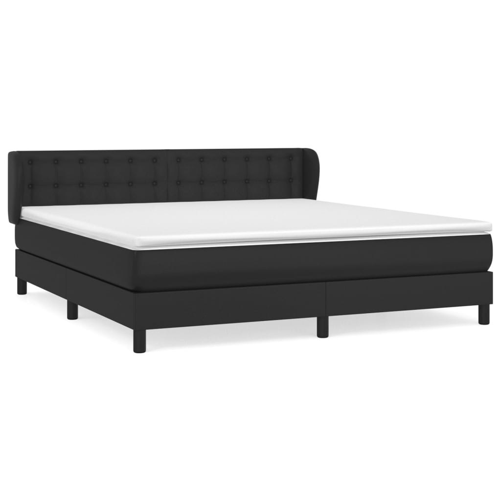 Łóżko kontynentalne z materacem, czarne, ekoskóra 180x200 cm Lumarko!
