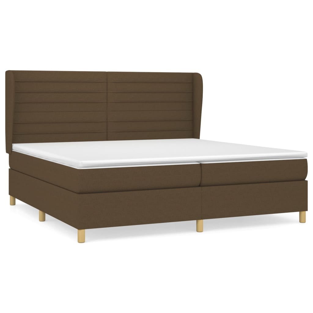 Łóżko kontynentalne z materacem, brązowe, tkanina, 200x200 cm Lumarko!