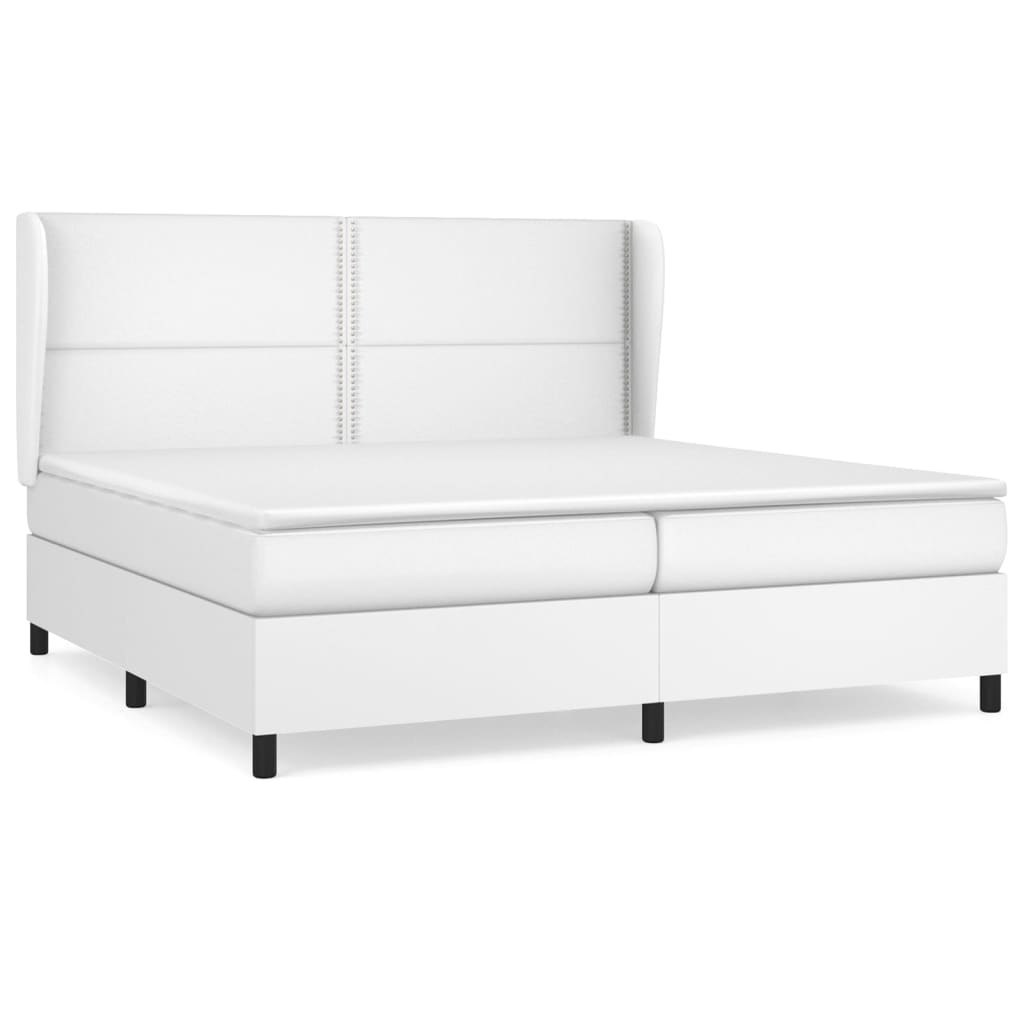 Łóżko kontynentalne z materacem, białe, ekoskóra 200x200 cm Lumarko!