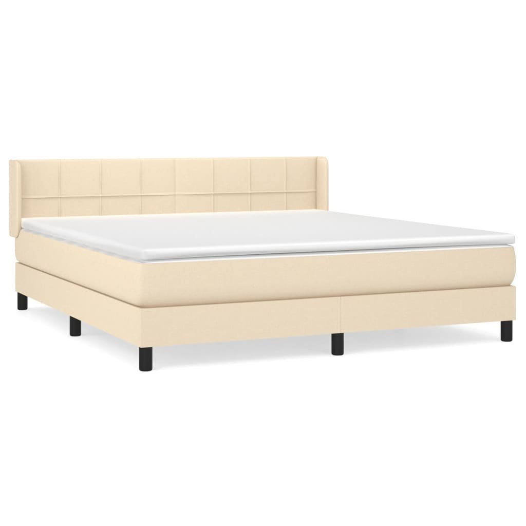 Łóżko kontynentalne z materacem, kremowe, tkanina, 180x200 cm Lumarko!