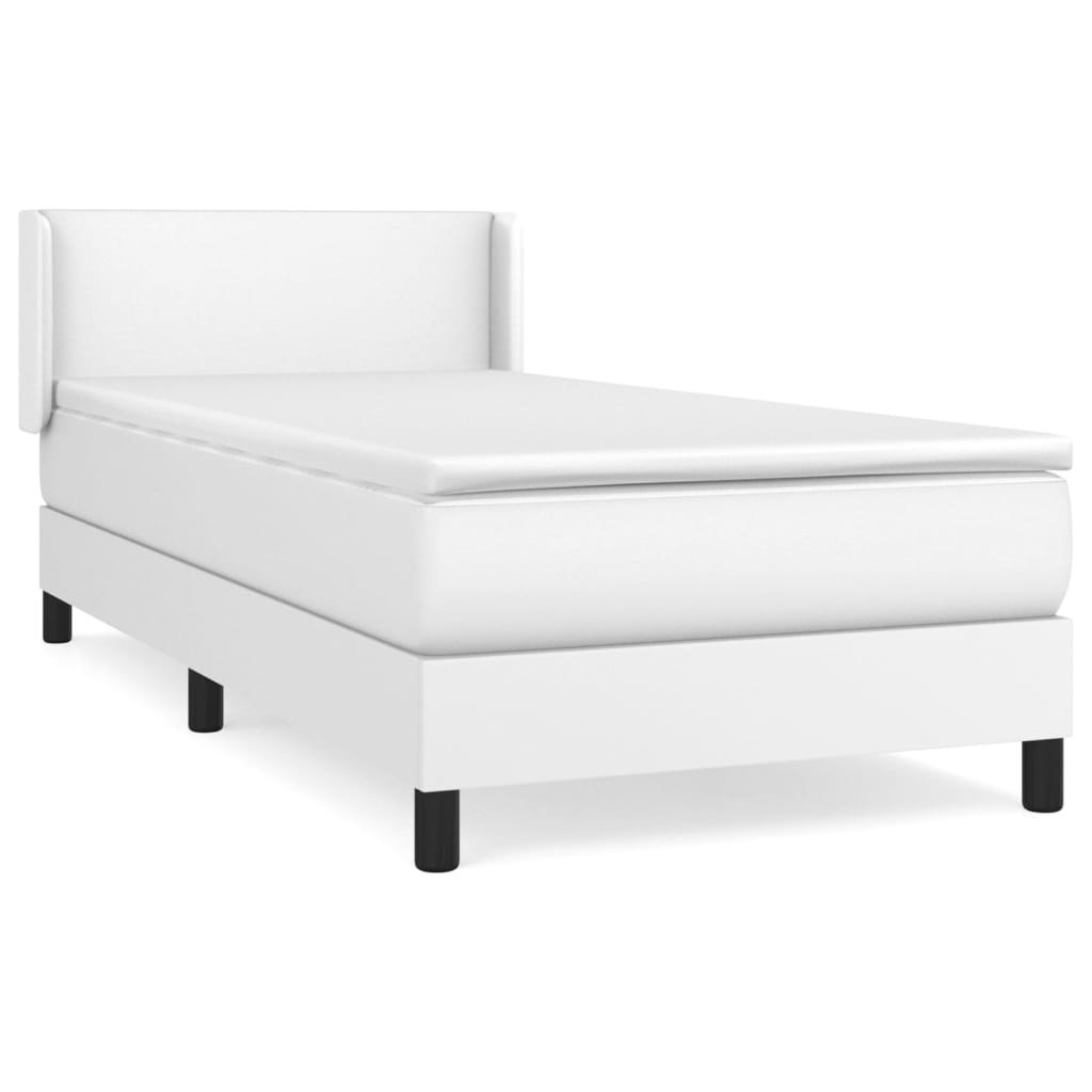 Łóżko kontynentalne z materacem, białe, ekoskóra 90x200 cm Lumarko!