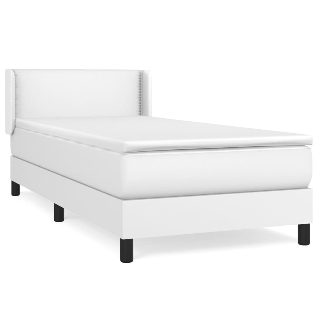 Łóżko kontynentalne z materacem, białe, ekoskóra 100x200 cm Lumarko!
