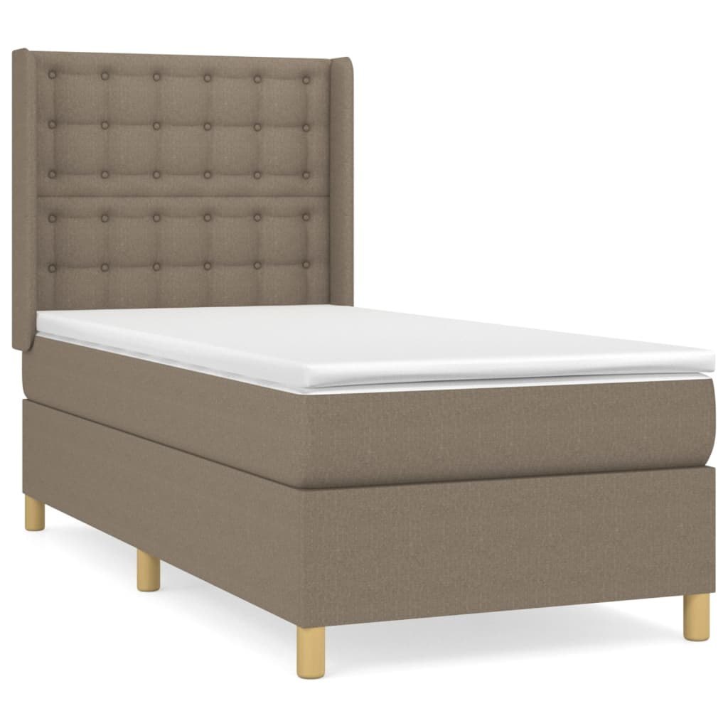 Łóżko kontynentalne z materacem, taupe, tkanina, 90x190 cm Lumarko!