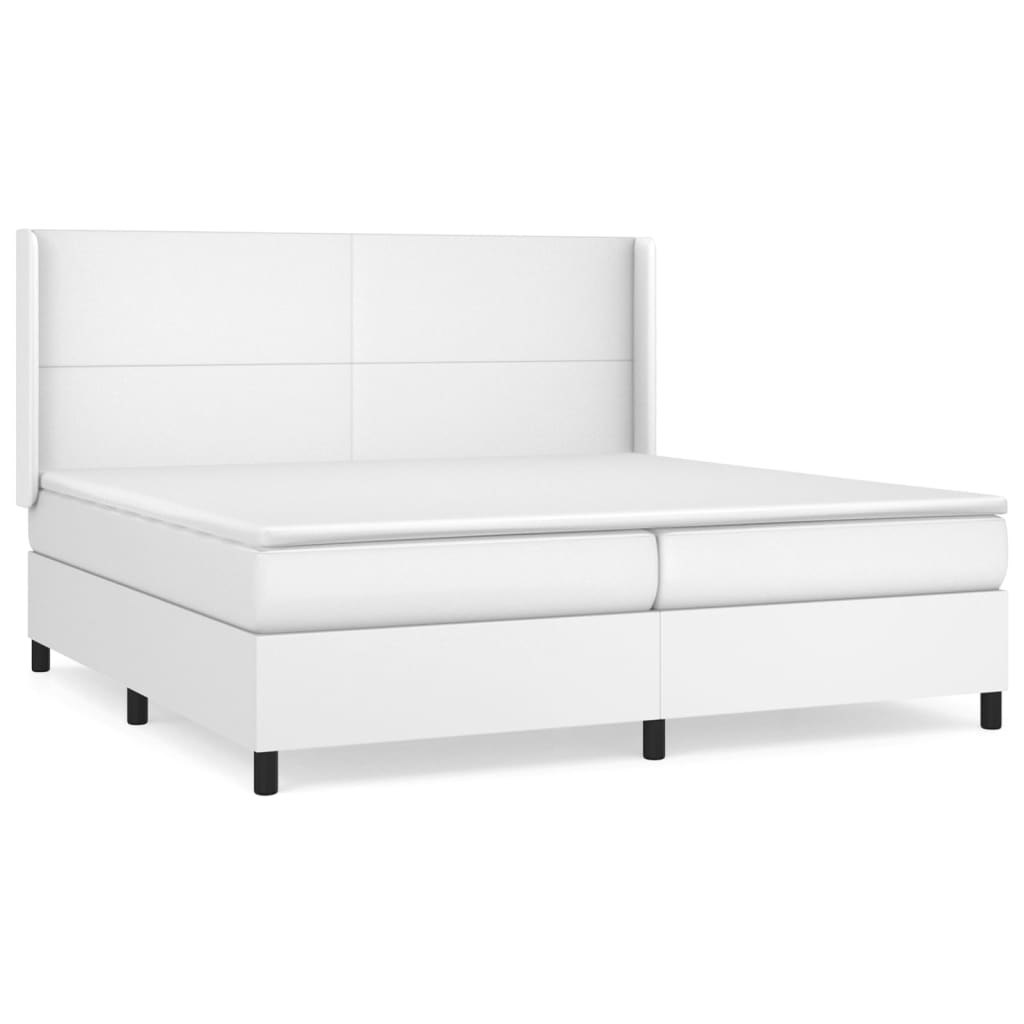 Łóżko kontynentalne z materacem, białe, ekoskóra 200x200 cm Lumarko!