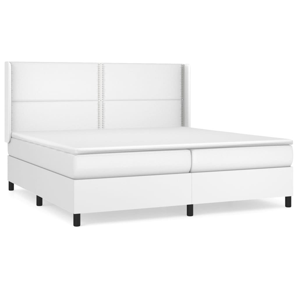 Łóżko kontynentalne z materacem, białe, ekoskóra 200x200 cm Lumarko!