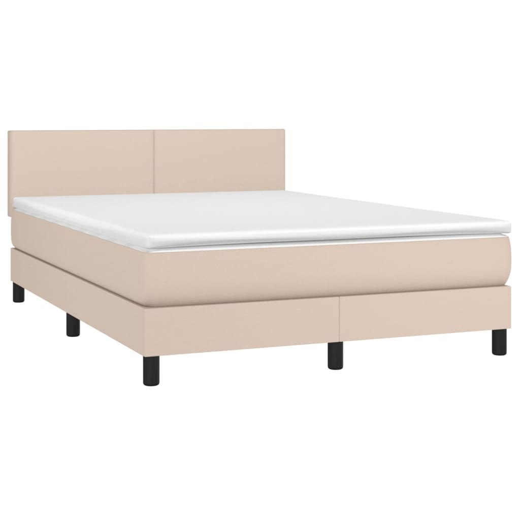 Łóżko kontynentalne, materac i LED cappuccino 140x190 cm Lumarko!