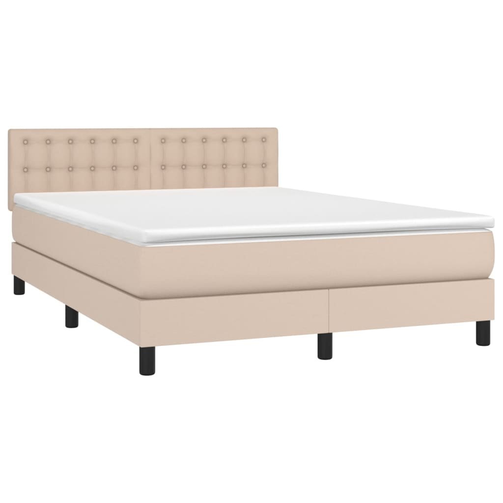 Łóżko kontynentalne, materac i LED cappuccino 140x190 cm Lumarko!