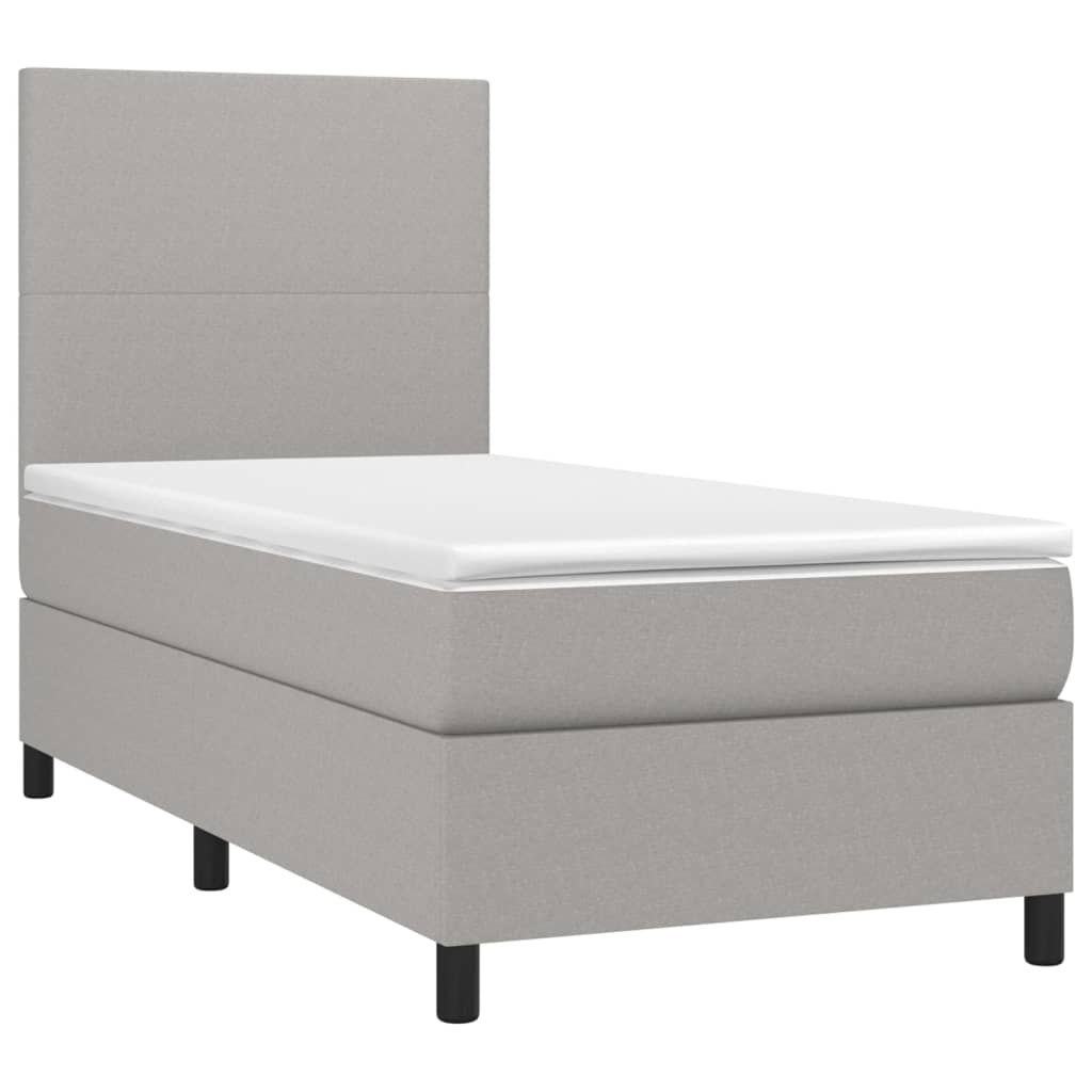 Łóżko kontynentalne z materacem, jasnoszare, 100x200cm, tkanina Lumarko!