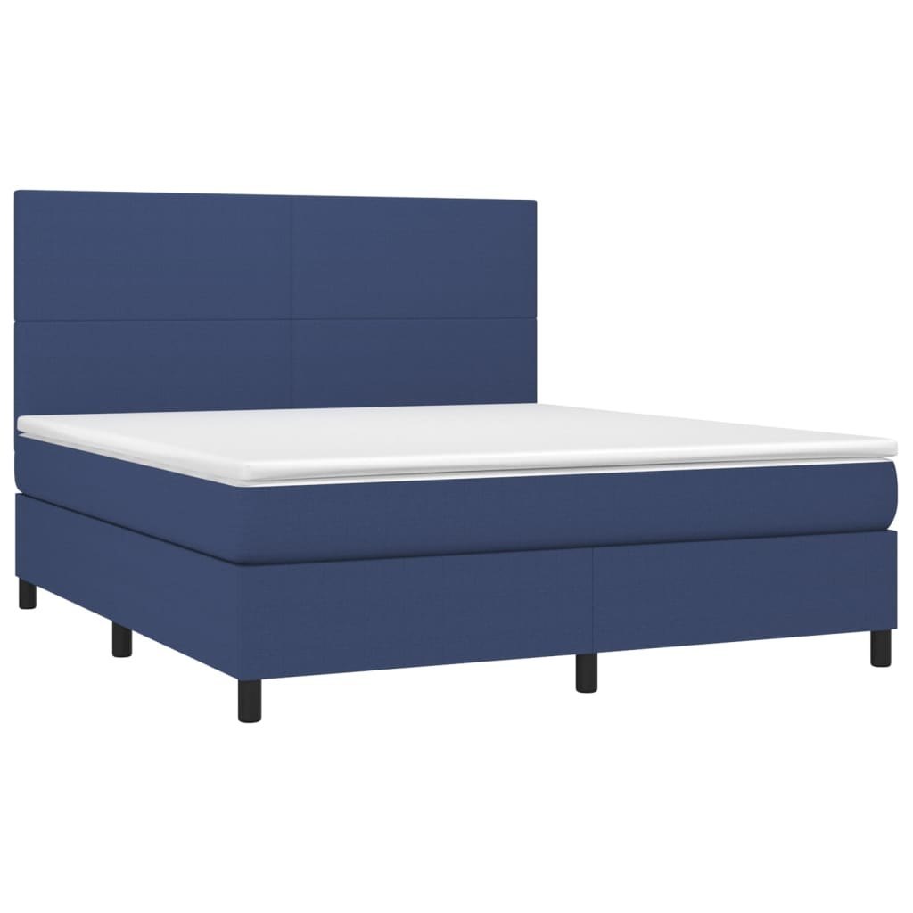 Łóżko kontynentalne z materacem, niebieskie 180x200 cm, tkanina Lumarko!